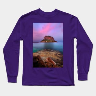 The rock of Monemvasia under a purple sky Long Sleeve T-Shirt